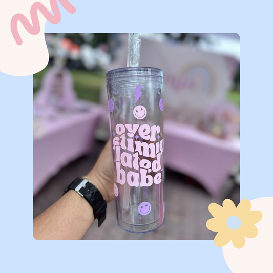 Custom clear vinyl tumbler with personalized design in Port St. Lucie & Palm Beach.